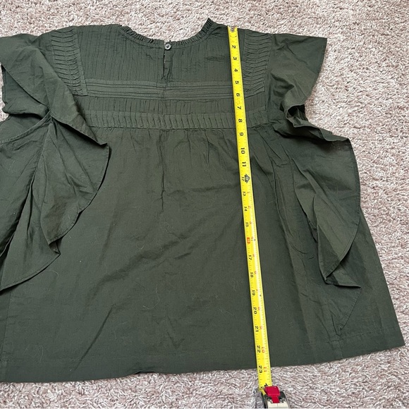 Amour Vert Organic Cotton Ruffle Short Sleeve Blouse - Picture 11 of 11